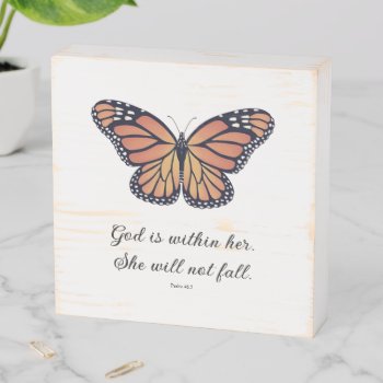 Butterfly Wood Sign God Is Within Her by Gigglesandgrins at Zazzle