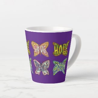 Butterfly Word Art Custom Coffee Latte Cup Mug