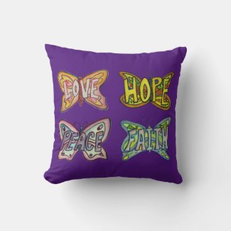 Butterfly Word Art Decorative Accent Throw Pillow