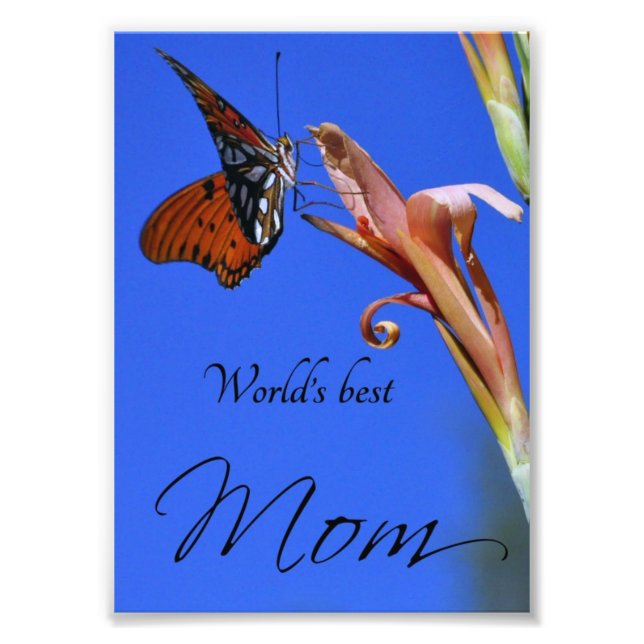 Butterfly "World's Best Mom" Photo Print (Front)