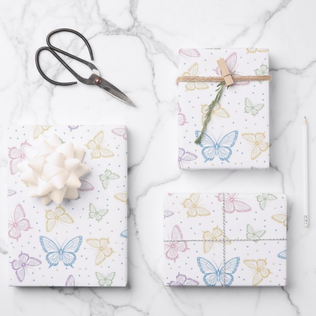 Butterfly Wrapping Paper Sheets (Front)