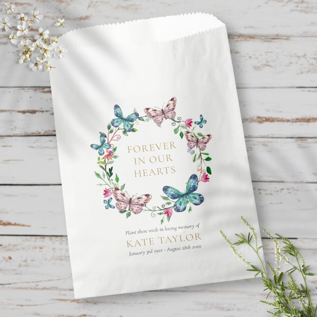 Butterfly Wreath Funeral Memorial Seed Packet Favor Bag (Creator Uploaded)
