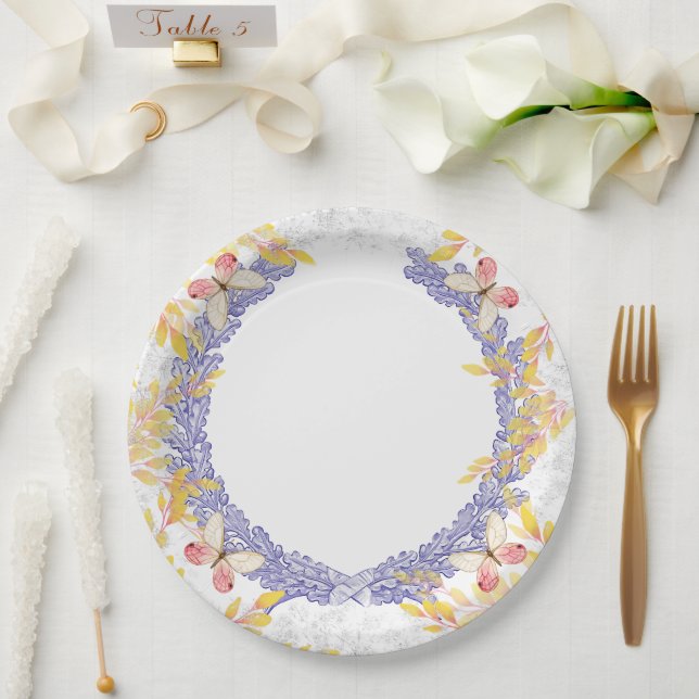 Butterfly Wreath Paper Plate (Wedding)