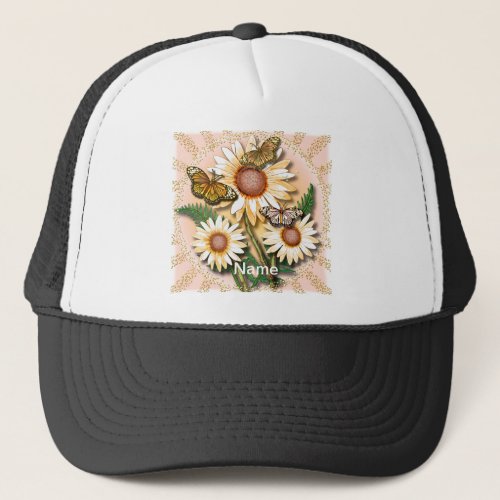 Butterfly Yellow Daisies flowers  Trucker Hat