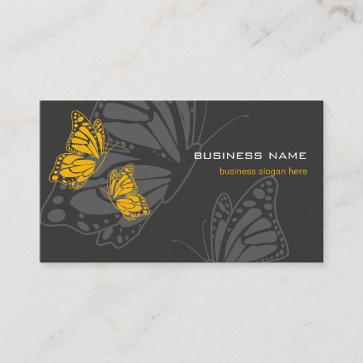 Customizable Butterfly Yellow & Dark Elegant Modern Business Cards