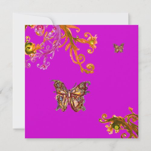 BUTTERFLY YELLOW FLORAL SWIRLS pink purple violet Invitation