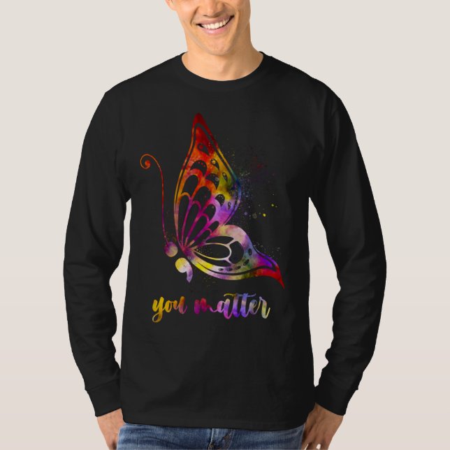 Butterfly You Matter LGBT Suicide Prevention Aware T-Shirt (Front)