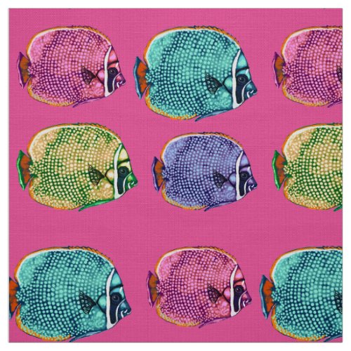 Butterflyfish, Coral Reef Fish Underwater Nautical Fabric