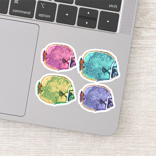 Butterflyfish, coral reef fish underwater nautical sticker (Detail)
