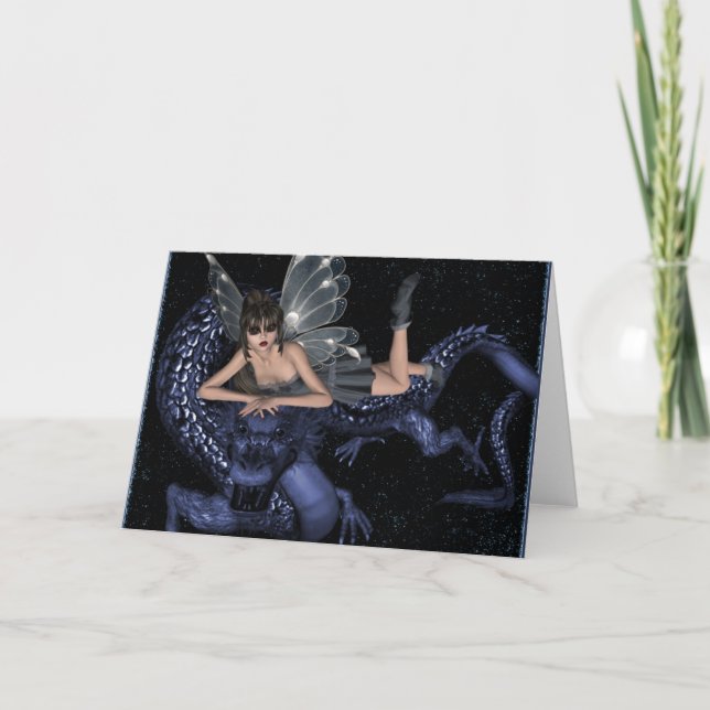 Butterflygirl Dragon Fantasy blank greeting cards (Front)