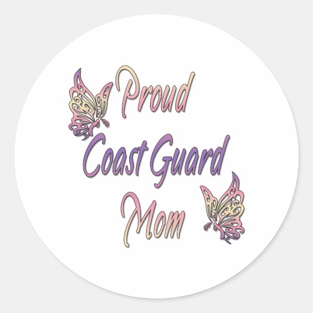 butterflyproudmomcoastguard classic round sticker (Front)