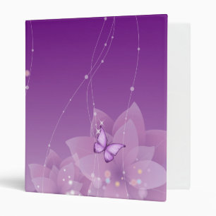 Butterfly's and Purple Flowers 3 Ring Binder