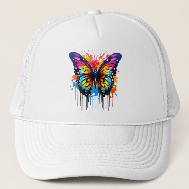Butterfly's Colorful Splash Trucker Hat (Front)
