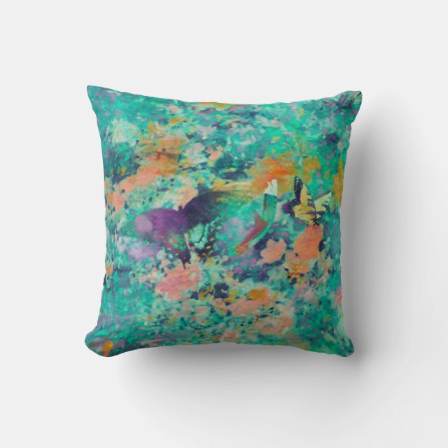 Butterflys & Feathers Throw Pillow (Front)