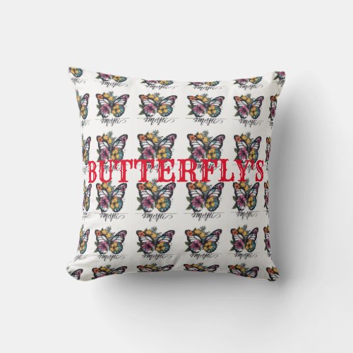 Butterflys Printed T_Shirt Collection on Display Throw Pillow