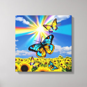 Butterfly's & Sunflowers  Canvas Print