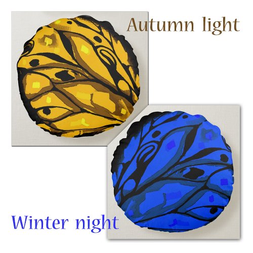 Butterflys wing 2 sides2different colors round pillow
