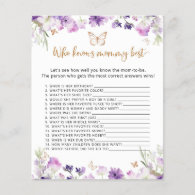 Butterly Who knows mommy best baby shower game