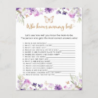 Butterly Who knows mommy best baby shower game