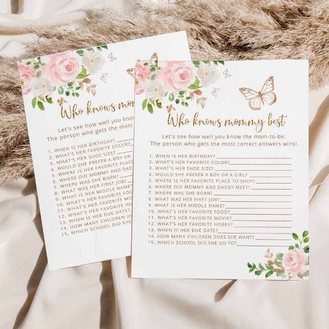 Butterly Who knows mommy best baby shower game (Creator Uploaded)