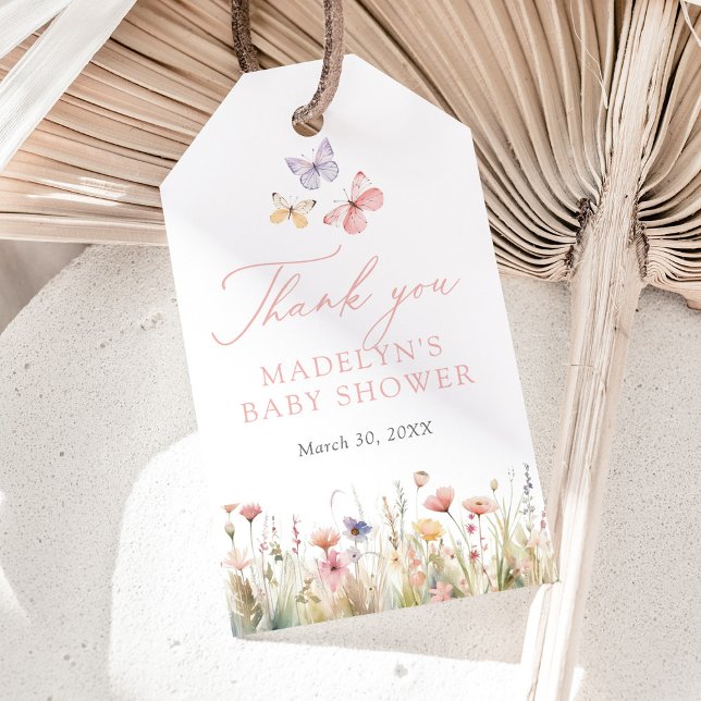 Butterly Wildflower Baby Shower Favor Tags (Creator Uploaded)