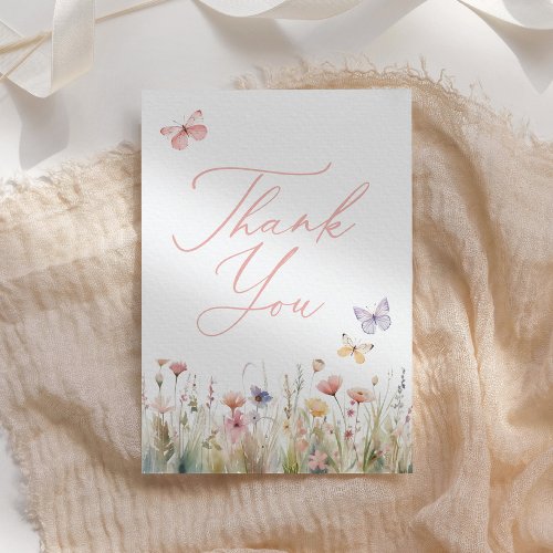 Butterly Wildflower Baby Shower Thank You Card