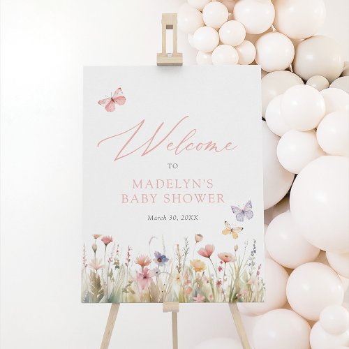 Butterly Wildflower Baby Shower Welcome Sign