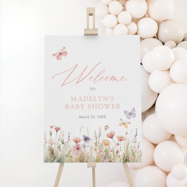 Butterly Wildflower Baby Shower Welcome Sign (Creator Uploaded)