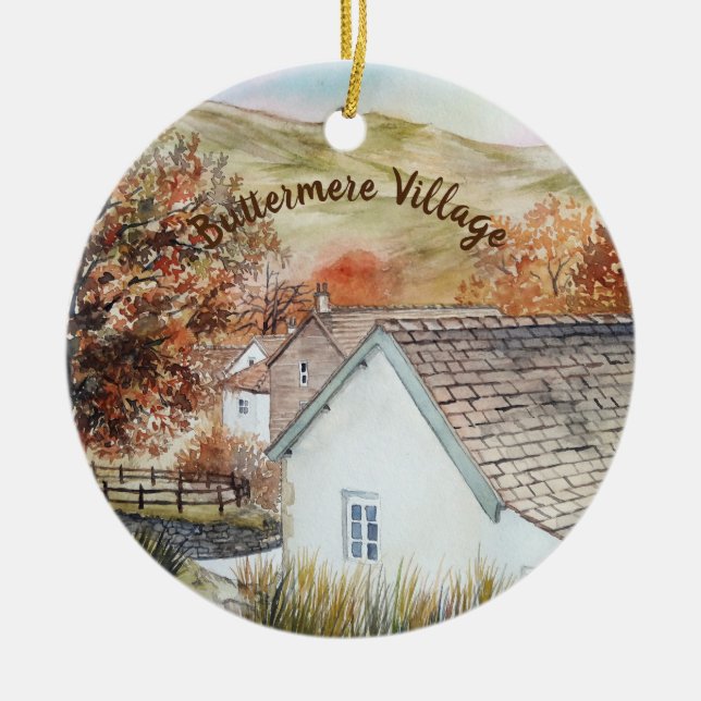 Buttermere Village, Lake District, England Ceramic Ornament (Front)