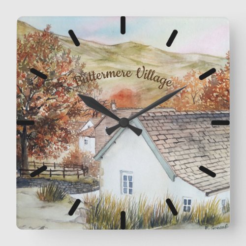 Buttermere Village Lake District England Square Wall Clock