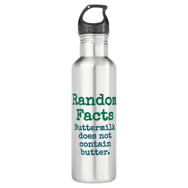 Buttermilk Does Not Contain Butter - Trivia Fact Stainless Steel Water Bottle (Front)