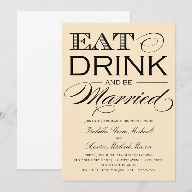 Buttermilk Eat, Drink | Rehearsal Dinner Invitation (Front/Back)
