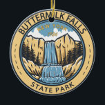 Buttermilk Falls State Park New York Badge Ceramic Ornament<br><div class="desc">Buttermilk Falls State Park illustration in a badge style circle. The park was named for the frothy appearance of its churning waters.</div>