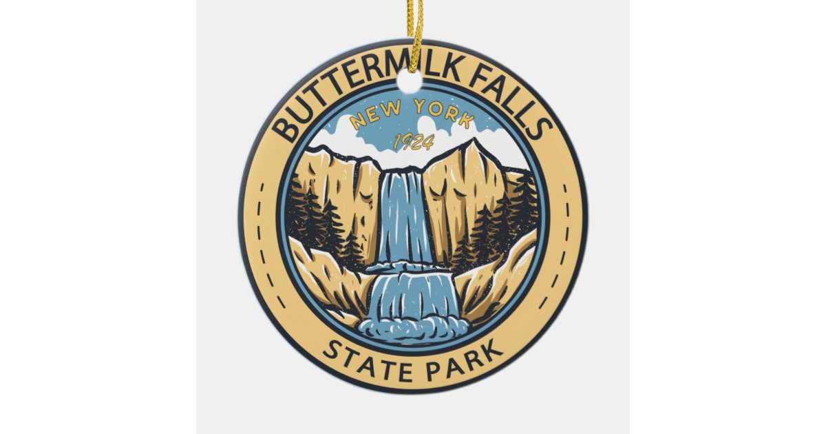 Buttermilk Falls State Park New York Badge Ceramic Ornament Zazzle