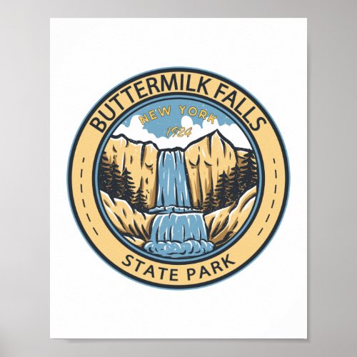 Buttermilk Falls State Park New York Badge Poster