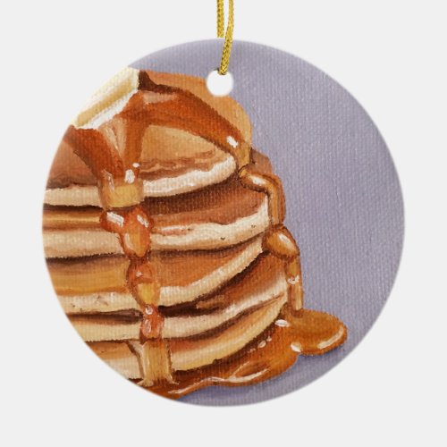 Buttermilk Pancakes Shortstack Breakfast Painting Ceramic Ornament