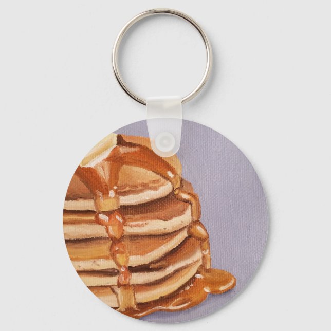 Buttermilk Pancakes Shortstack Breakfast Painting Keychain (Front)