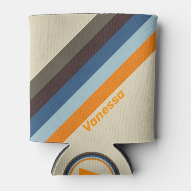 Butternut Fade Stripes with Name Ping Pong Paddle Can Cooler (Front)