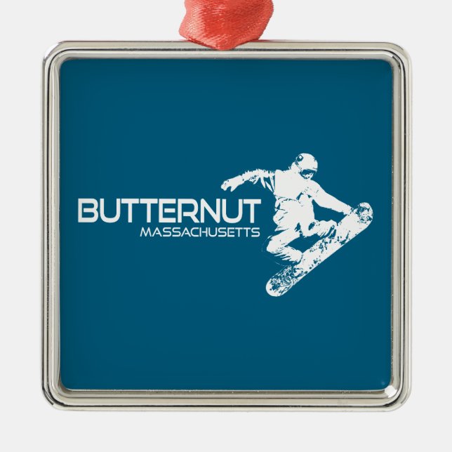 Butternut Massachusetts Ski Resort Snowboarder Metal Ornament (Front)