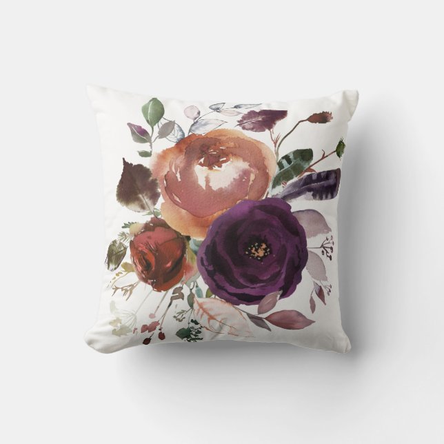 Butterrum and Plum Throw Pillow (Front)