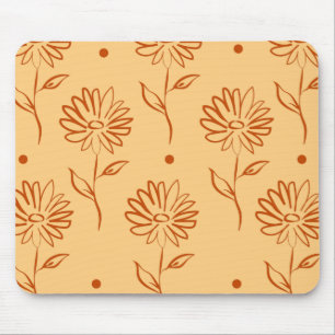 Butterscotch Colored Sunflower Pattern Mouse Pad