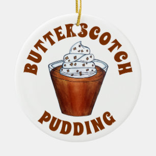 Butterscotch Pudding Whipped Cream Southern Food Ceramic Ornament