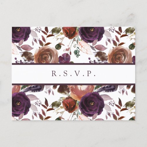 Butterum  Plum RSVP Postcard with Meal Choice