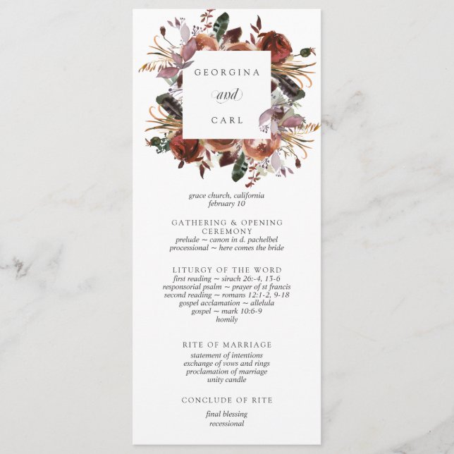 Butterum & Plum Wedding Ceremony Program (Front)