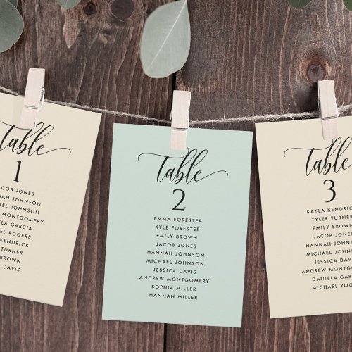 Buttery Beige Seating Plan Cards with Guest Names
