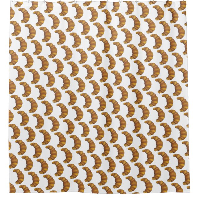 Buttery Croissant Crescent French Breakfast Pastry Shower Curtain (Front)