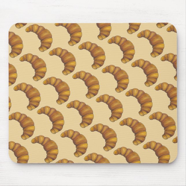 Buttery Flaky Golden Croissant French Pastry Food Mouse Pad (Front)