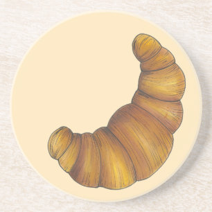 Buttery Flaky Golden Croissant French Pastry Food Sandstone Coaster
