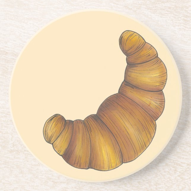 Buttery Flaky Golden Croissant French Pastry Food Sandstone Coaster (Front)