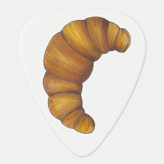 Buttery Flaky Hot Croissant Pastry French Food Guitar Pick (Front)